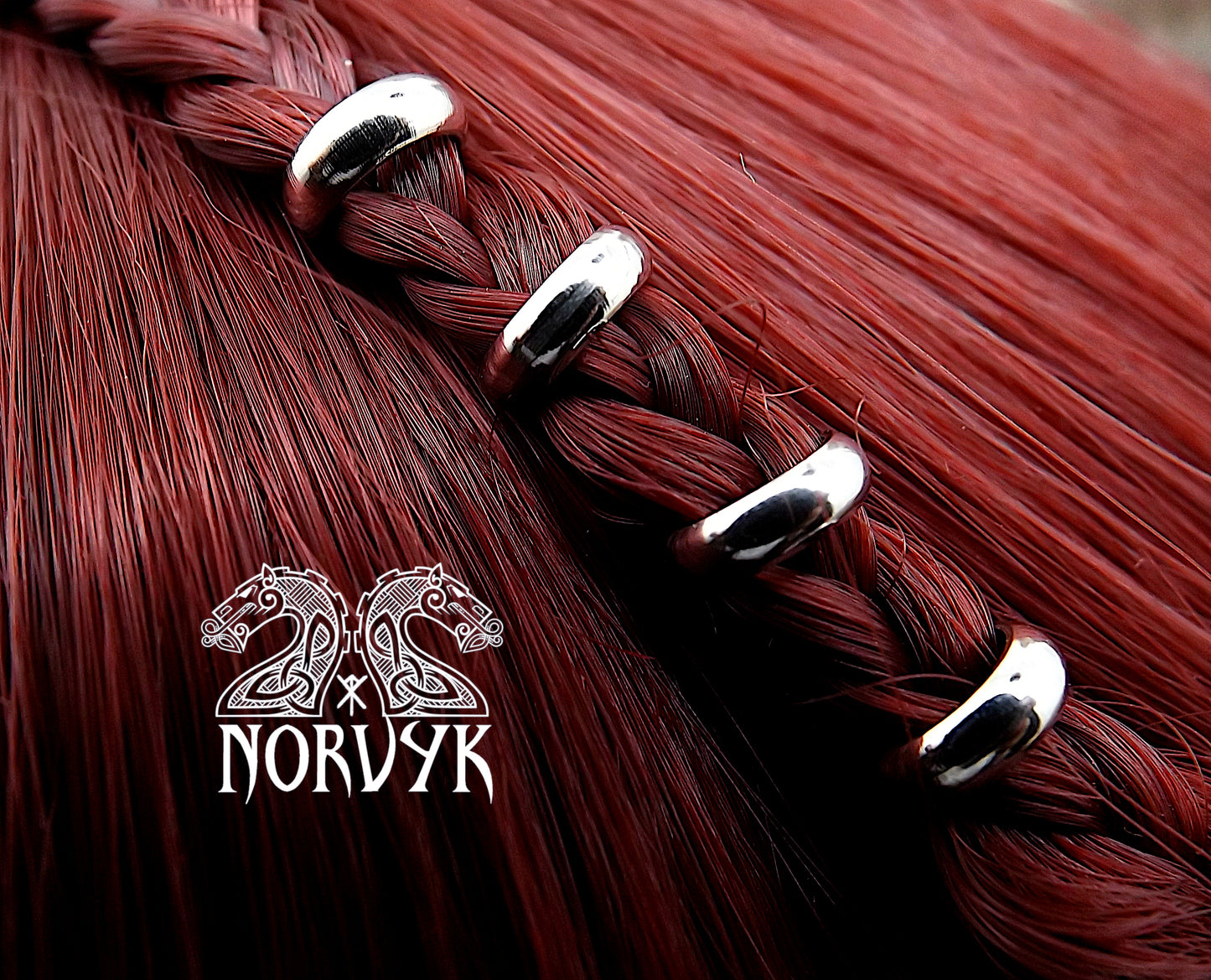 Lot de 4 perles viking en acier pour barbe ou tresse.