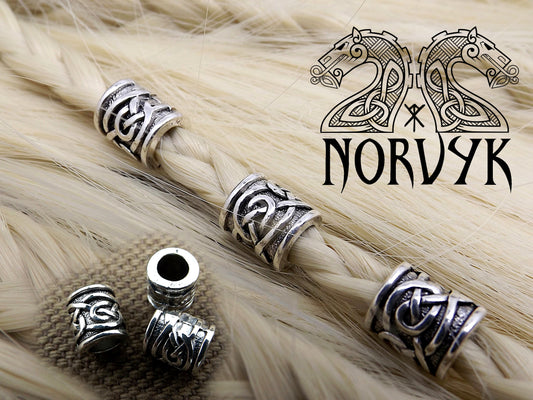 Lot de 3 perles viking à cheveux ou à barbe entrelacs.