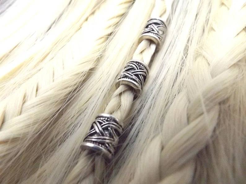 Lot de 3 perles viking entrelacs à cheveux ou à barbe.